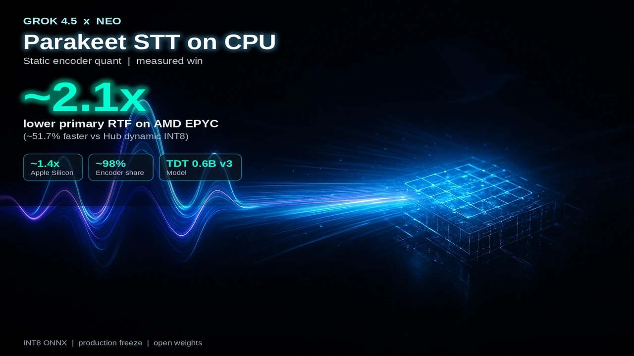 Making Parakeet Faster on CPU: Static QDQ Cut Primary RTF ~2× on EPYC